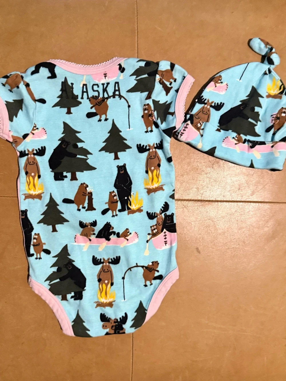 Little Blue House Onesie and Hat 18-24 M